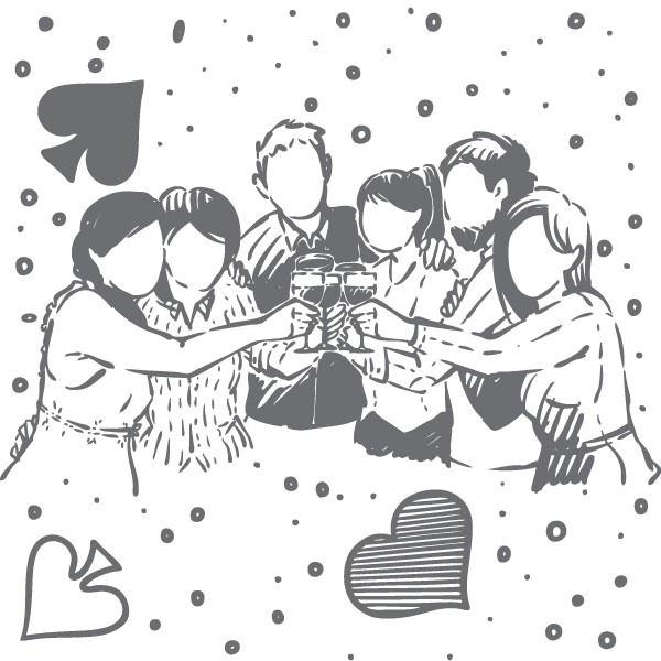 Illustration feiernde Gäste